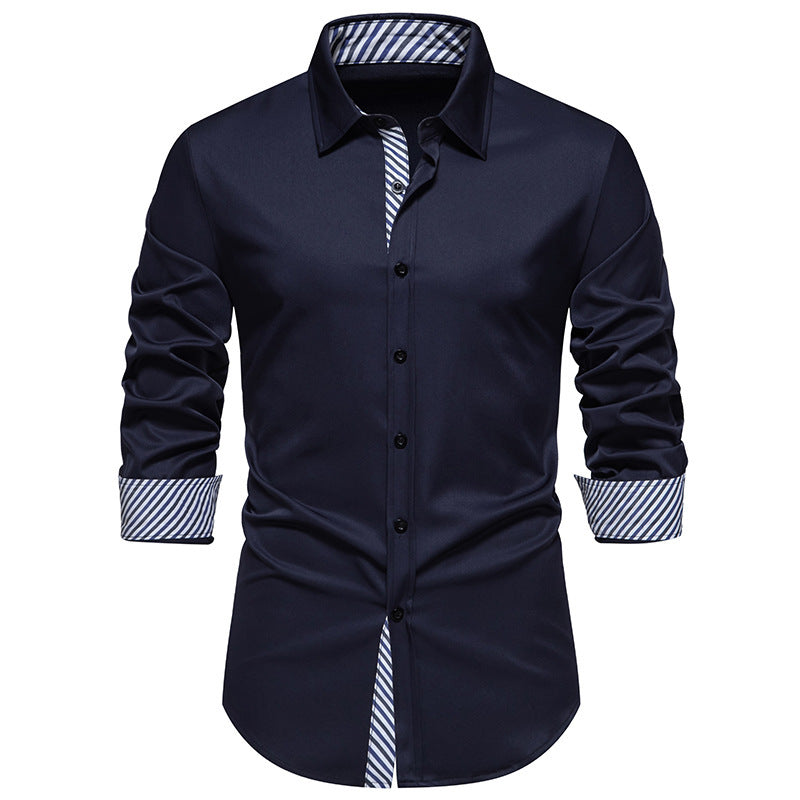 Herren Langarmhemd mit modernem Kontrastdesign EB
