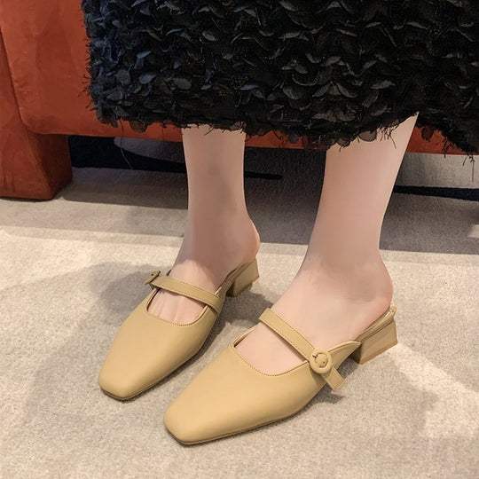 Damen elegante Mules mit schickem Riemendesign EB