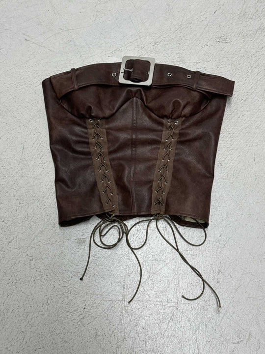 Damenleder-Corsage mit raffinierten Schnürdetails EB