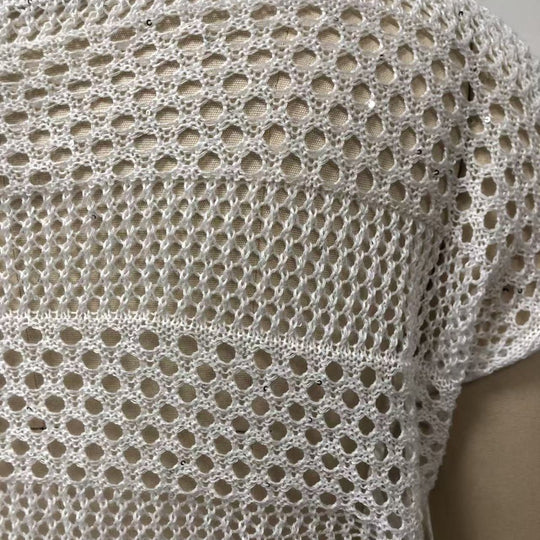 Damen luftige Häkel-Strandtunika mit Knopfdetails EB