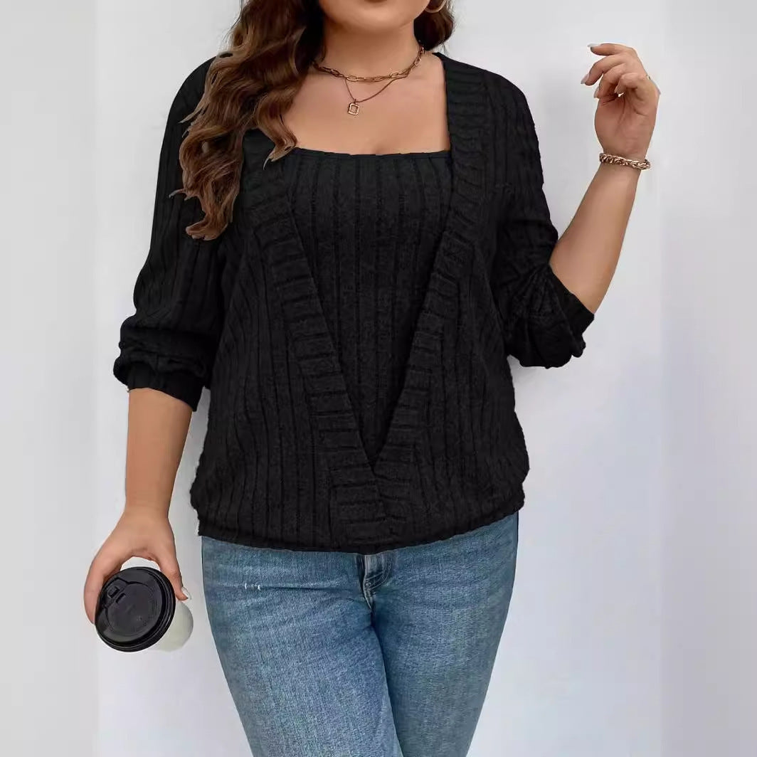 Damen lässige Strickjacke mit tiefem V-Ausschnitt und lockeren Ärmeln EB