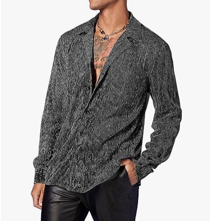 Damen nan schimmernde Crinkle-Hemdbluse mit Viskose-Optik Hemdkragen und Manschetten EB