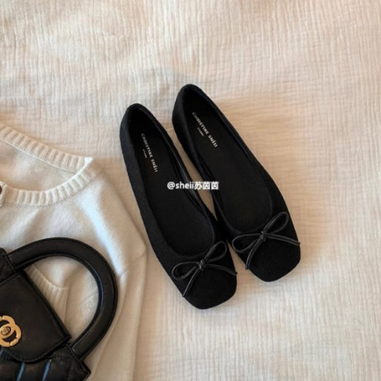 Damen Ballerinas aus hochwertigem Filz mit verspieltem Schleifendetail EB