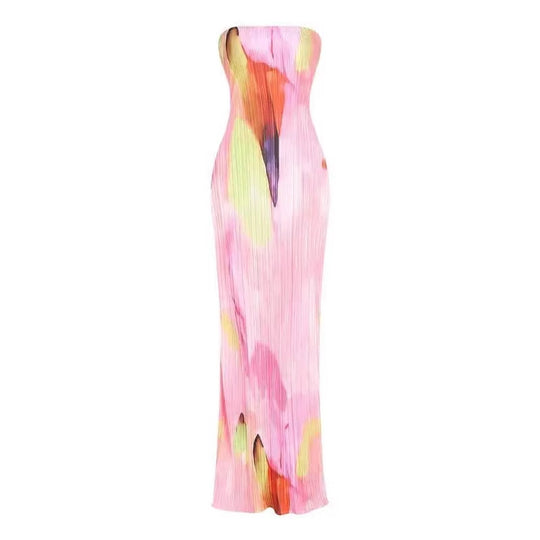 Damen figurbetontes Strapless-Kleid mit floralen Elementen EB