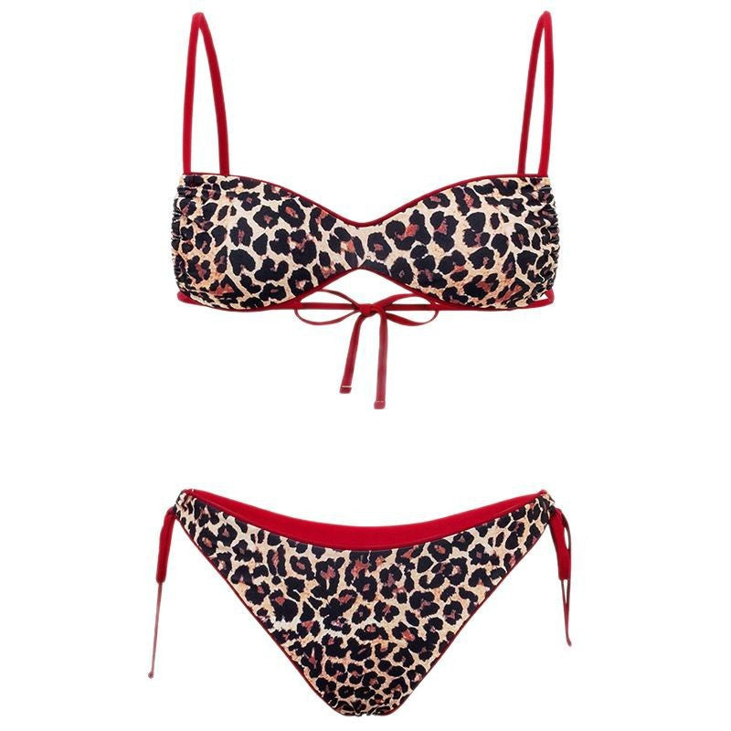Damen Push-Up Bikini mit elegantem Animal-Print und verstellbaren Trägern EB