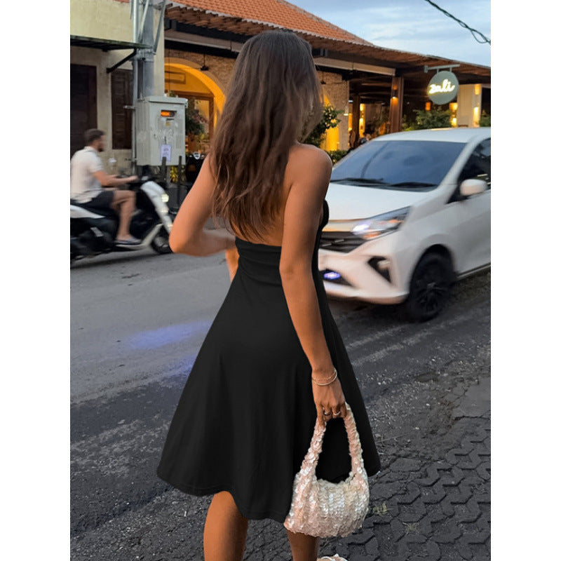 Damen Wickelkleid mit elegantem Halsausschnitt und asymmetrischem Saum EB