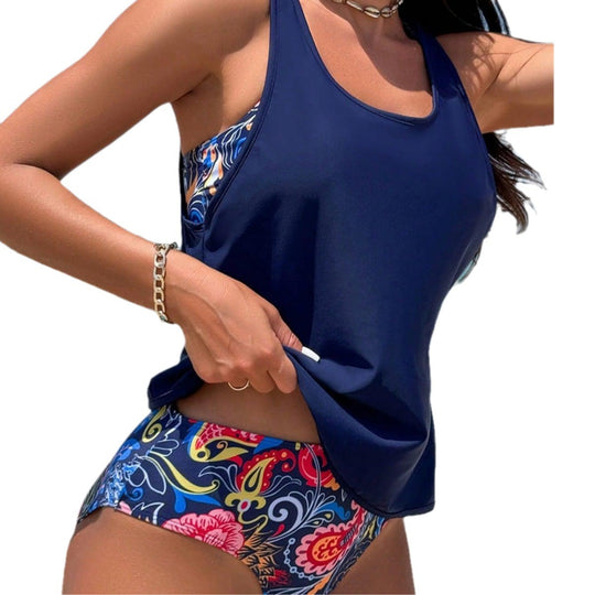 Damen Sportliches Tankini-Set mit floralem Design EB