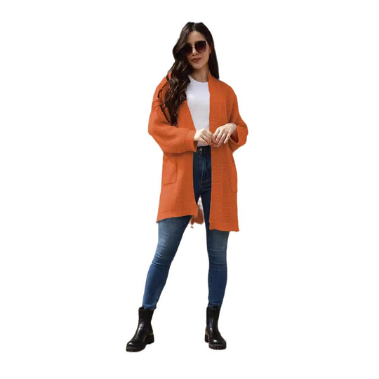 Damen Offene Strickjacke im lässigen Design mit praktischen Taschen EB