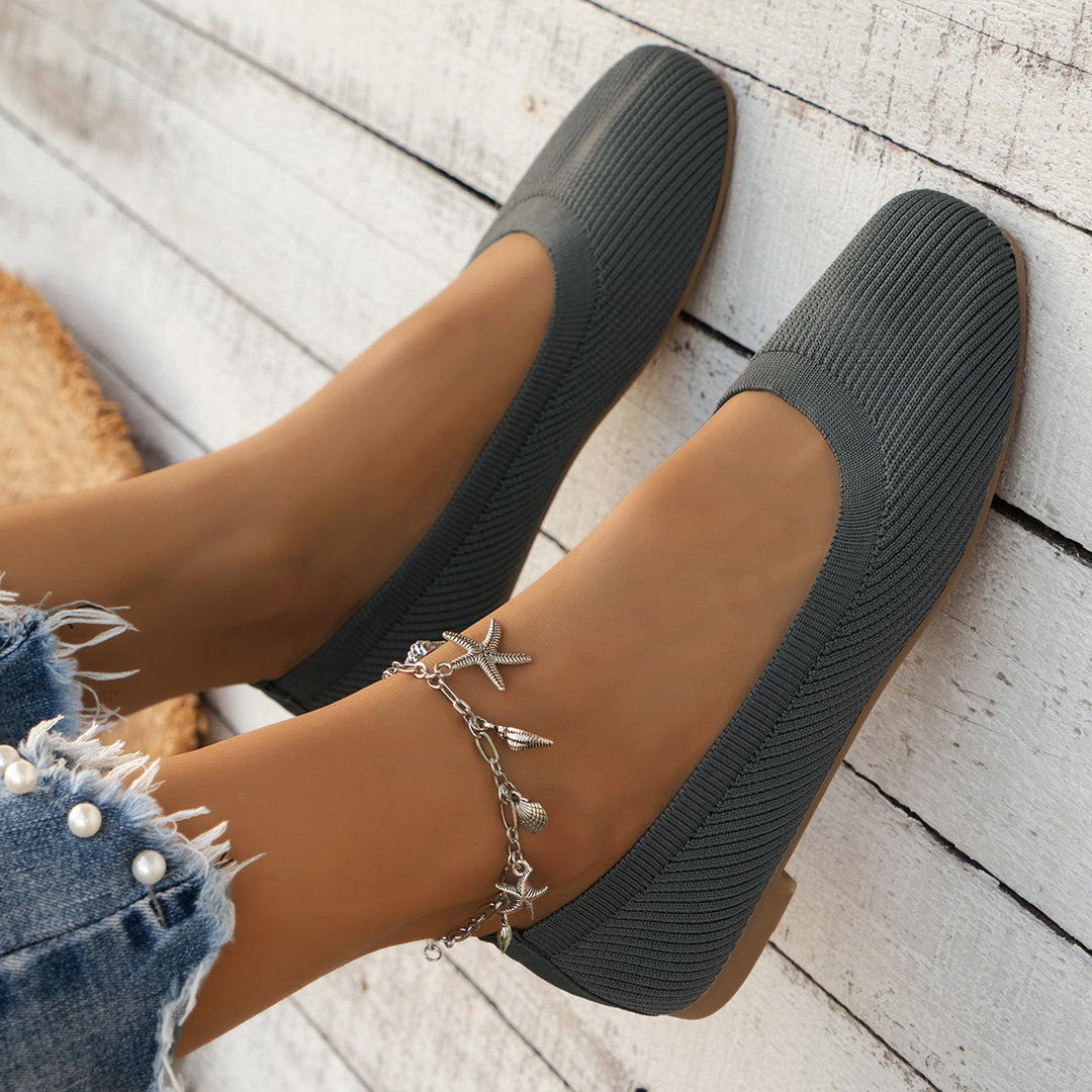Damen Ballerinas aus atmungsaktivem Strickmaterial mit bequemer Fußbettung EB