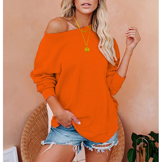 Damen Oversized Sweatshirt mit Schulterdesign EB