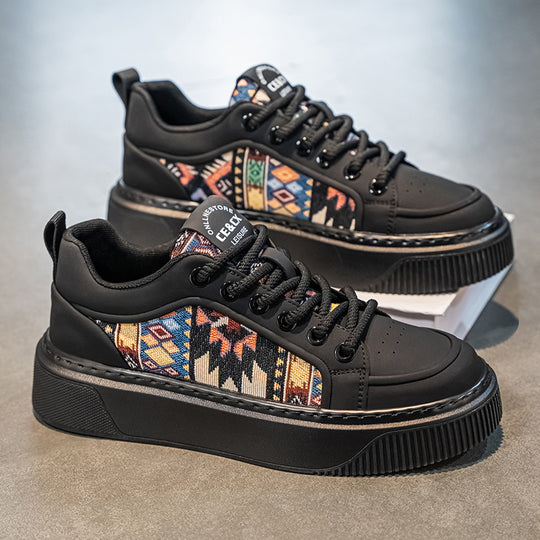 Damen modische Sneakers mit einzigartigem Ethno-Design und bequemer Plattformsohle EB