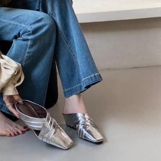Damen elegante Mules mit geschwungenem Design EB