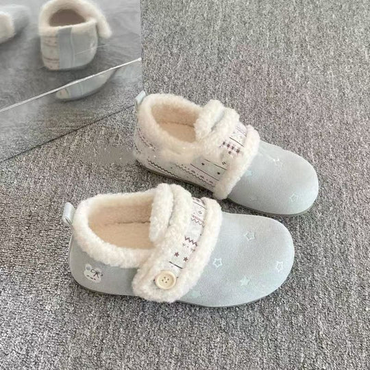 Damen Flauschige Hausschuhe mit verstellbarem Riemen und weich gefüttertem Innenfutter EB
