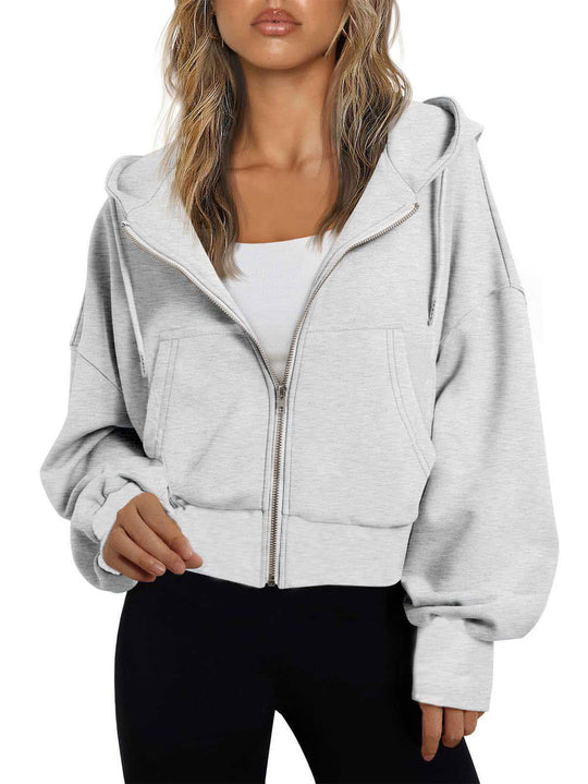 Damen modischer Kapuzenpullover mit lässigem Schnitt und praktischen Taschen EB