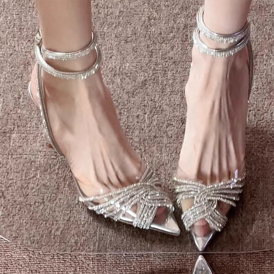 Damen Glamouröse High Heels mit funkelnden Riemchen EB