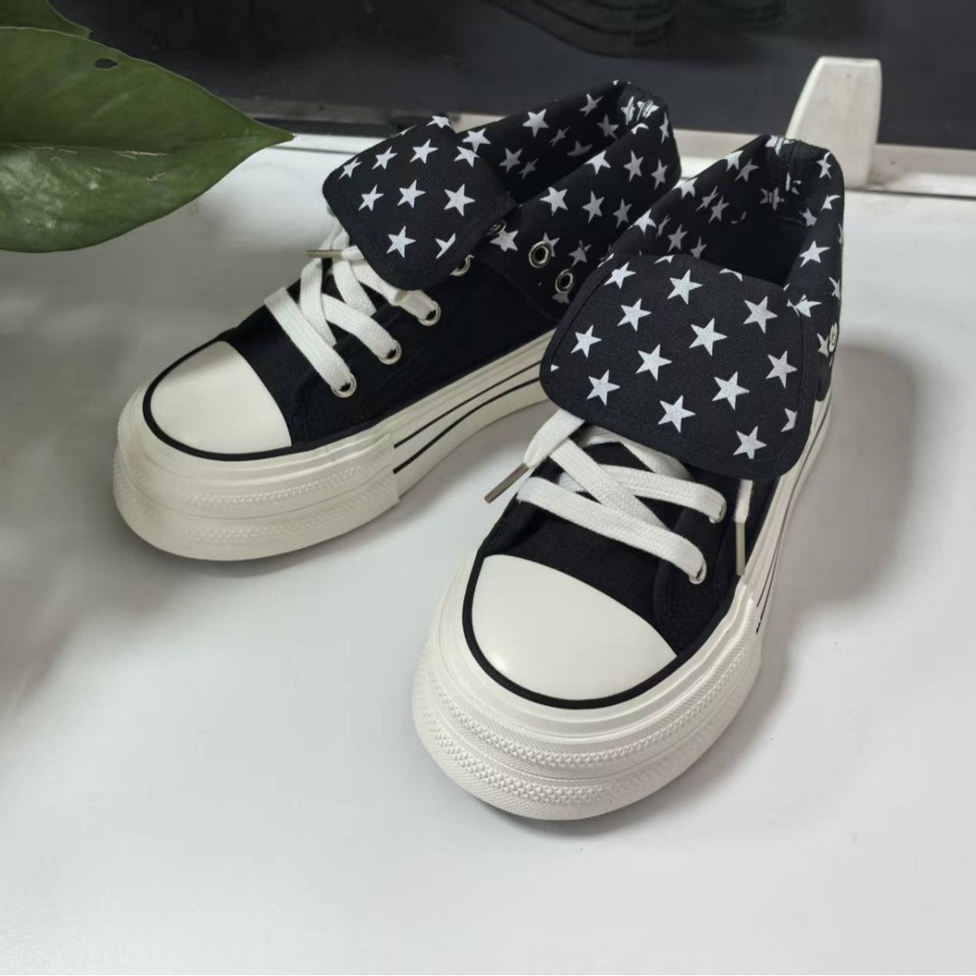 Damen Lässige Sneakers mit abnehmbaren Kragen und einzigartigem Sternenmuster EB