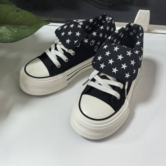 Damen Lässige Sneakers mit abnehmbaren Kragen und einzigartigem Sternenmuster EB