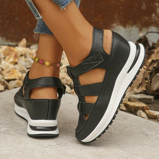 Damen Komfortable Wedge-Sandalen mit atmungsaktiven Riemen EB