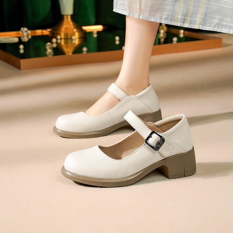 Damen Mary Jane Ballerinas mit elegantem Riemchen und komfortablem Blockabsatz EB