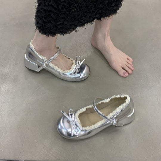 Damen Ballerinas mit dekorativer Schleifenverzierung und elegantem Fersenriemen EB