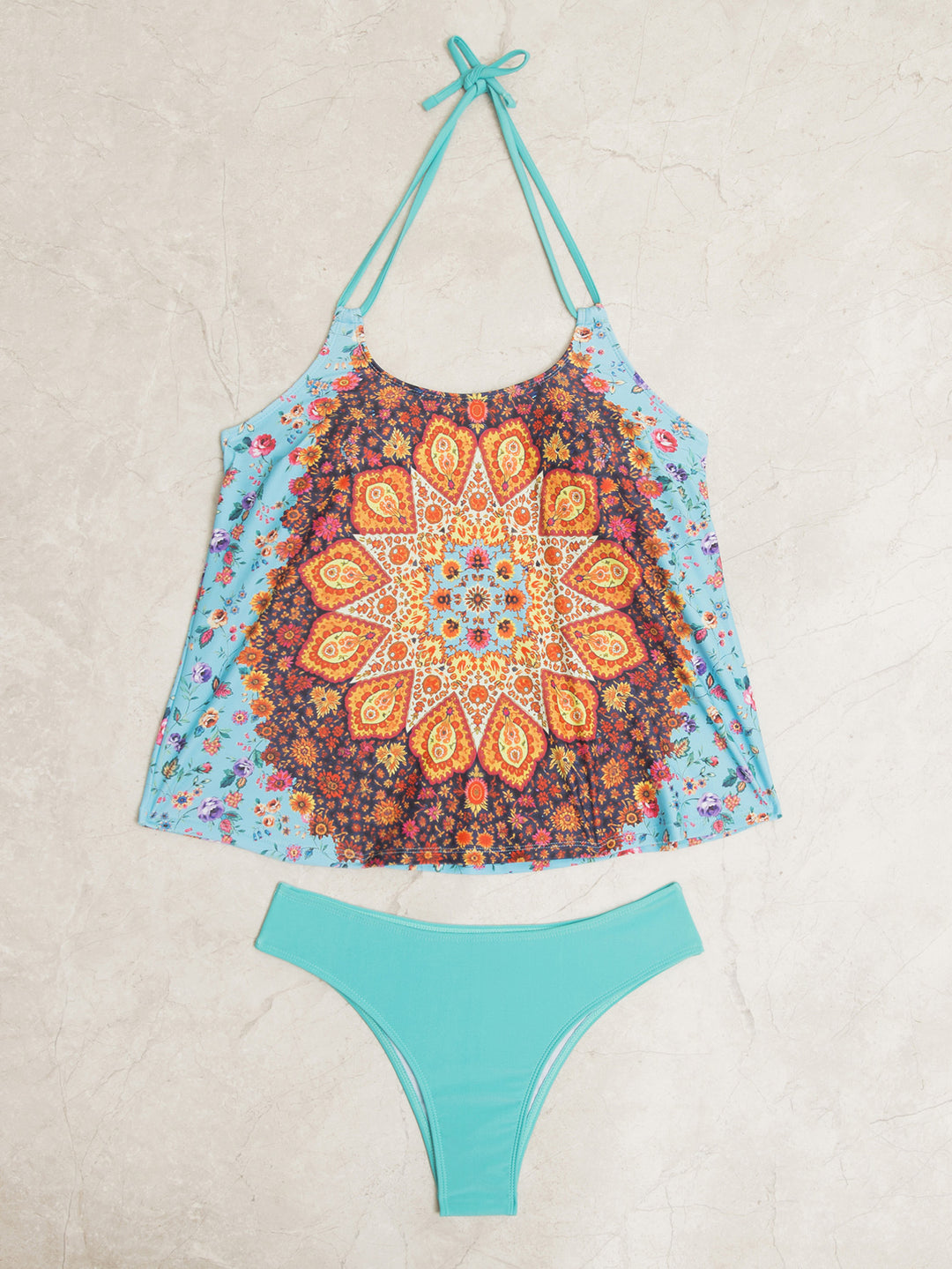 Damen Tankini-Set mit modischem Muster und lässigem Schnitt EB