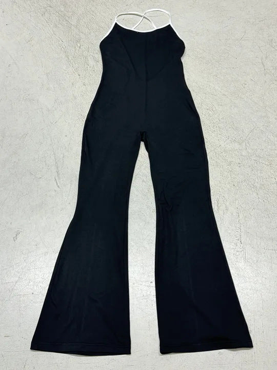 Damen Fluffiger Jumpsuit mit weiten Beinen und raffiniertem Rückenausschnitt EB