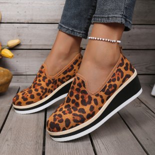 Damen Wedge-Sneaker mit animalistischem Muster und rutschfester Sohle EB