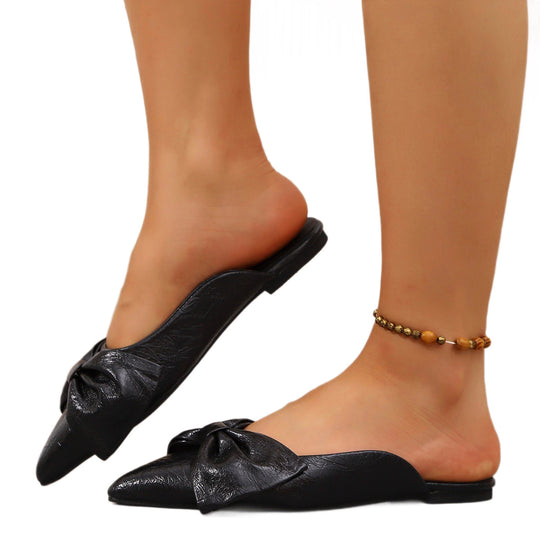 Damen Elegante und modische Ballerinas mit glänzendem Schleifen-Detail EB