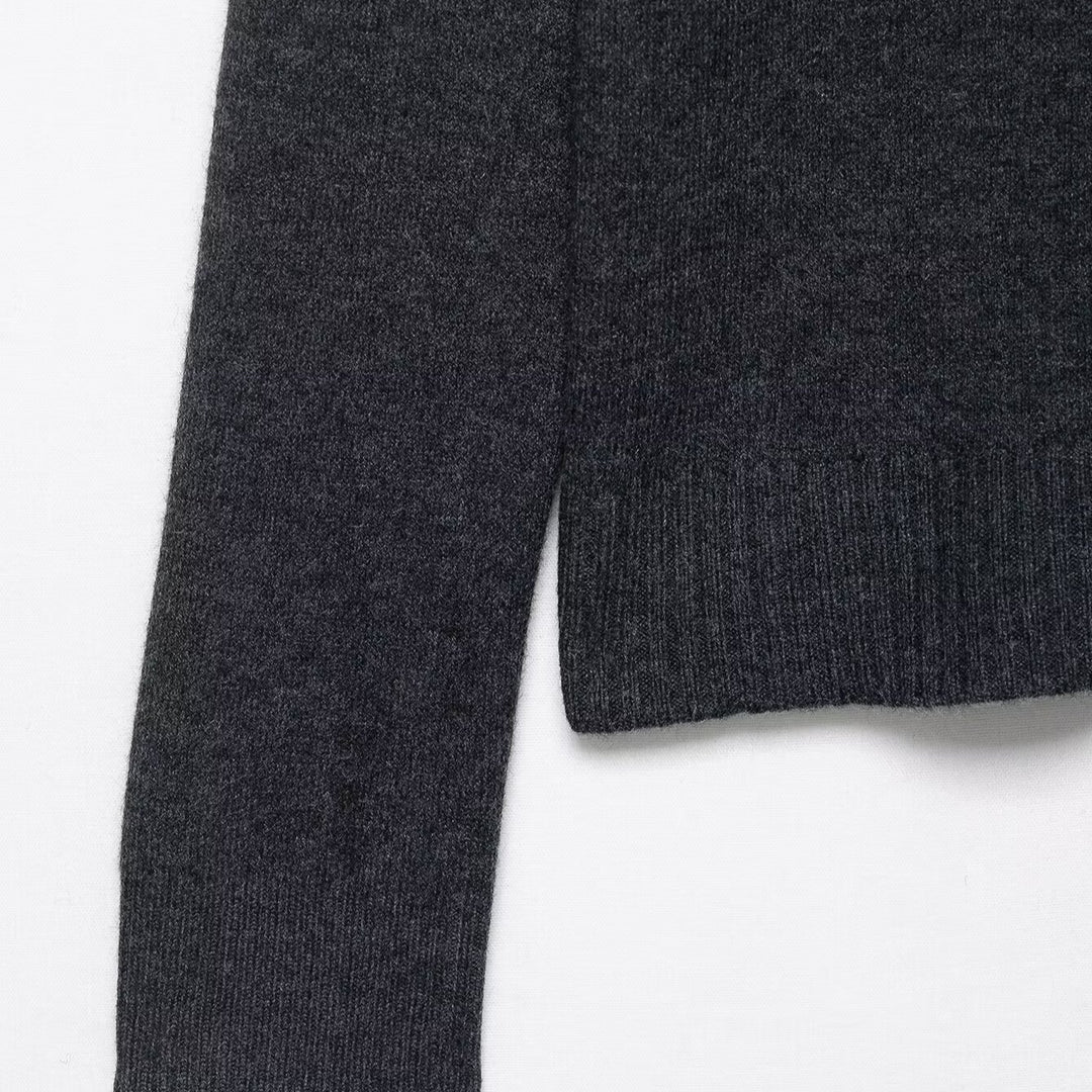 Damen elegante Strickjacke mit abnehmbarem Kragen EB