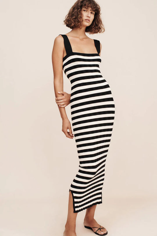 Damen Maxikleid mit gestreiftem Design EB