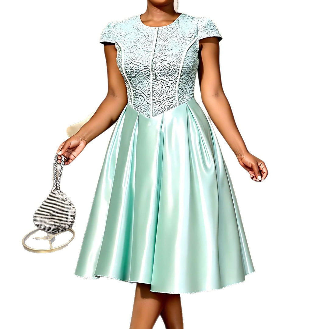 Damen Festliches Cocktailkleid mit floralem Spitzenoberteil und schwingendem Rock EB