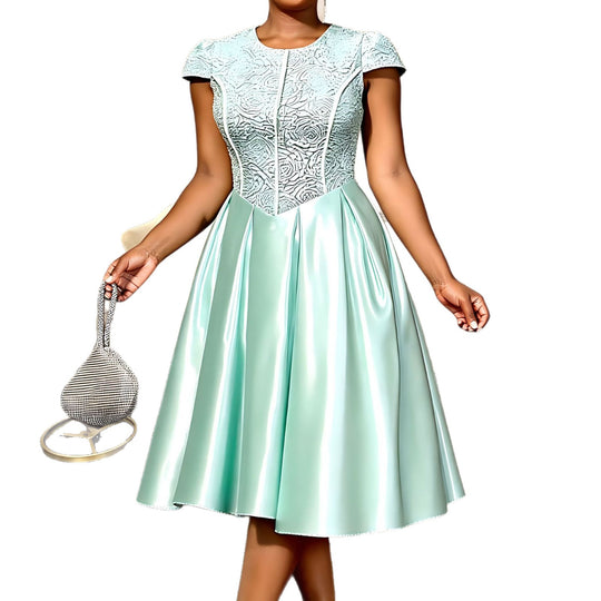 Damen Festliches Cocktailkleid mit floralem Spitzenoberteil und schwingendem Rock EB