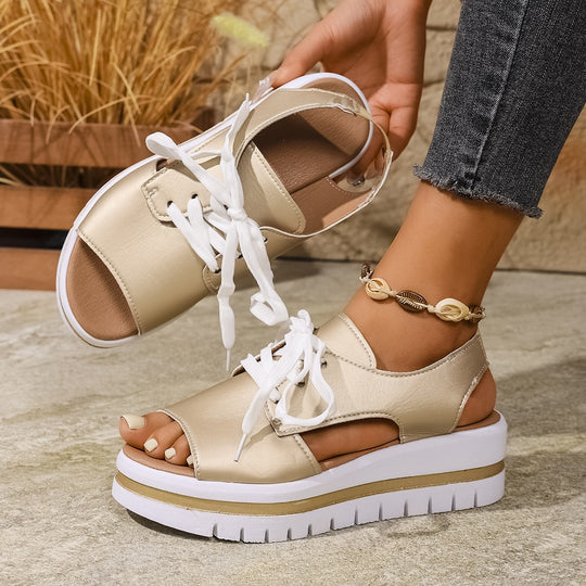 Damen sportliche Plateau-Sandalen mit atmungsaktivem Obermaterial und modischem Design EB