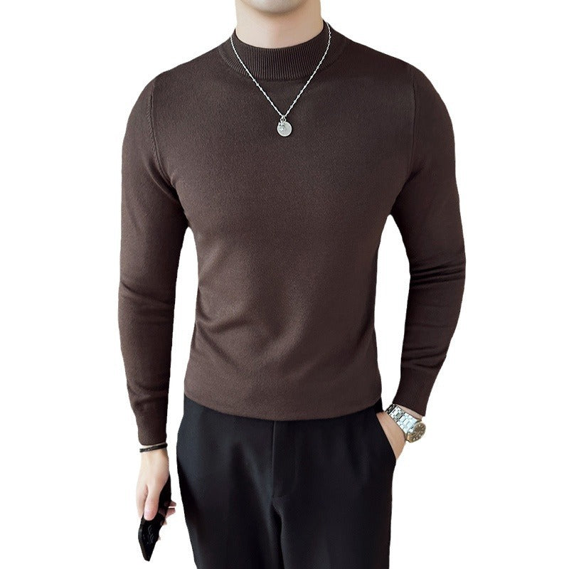 Herren modischer Pullover mit hohem Kragen und eleganter Passform EB