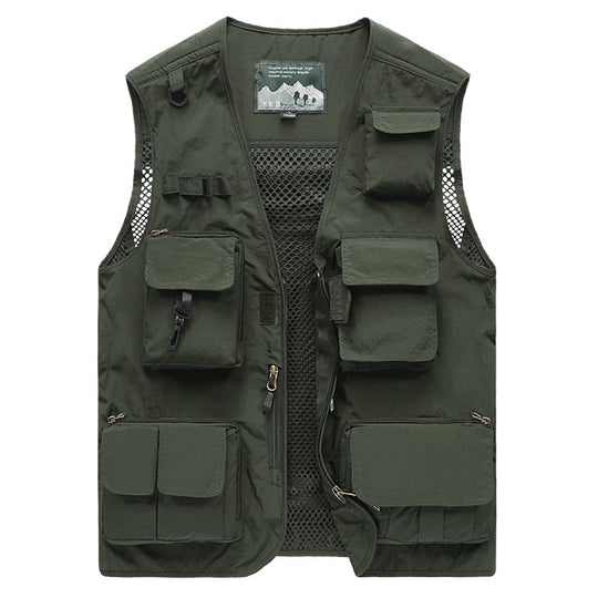 Herren Multifunktionale Angel- und Outdoorweste mit Mesh-Rücken und Mehrfachtaschen EB