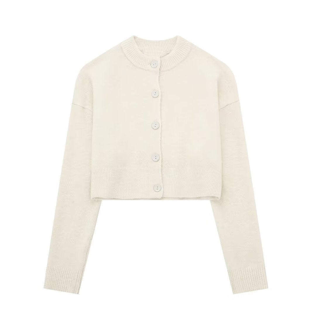 Damen cropped Strickjacke mit eleganten Knopfdetails EB