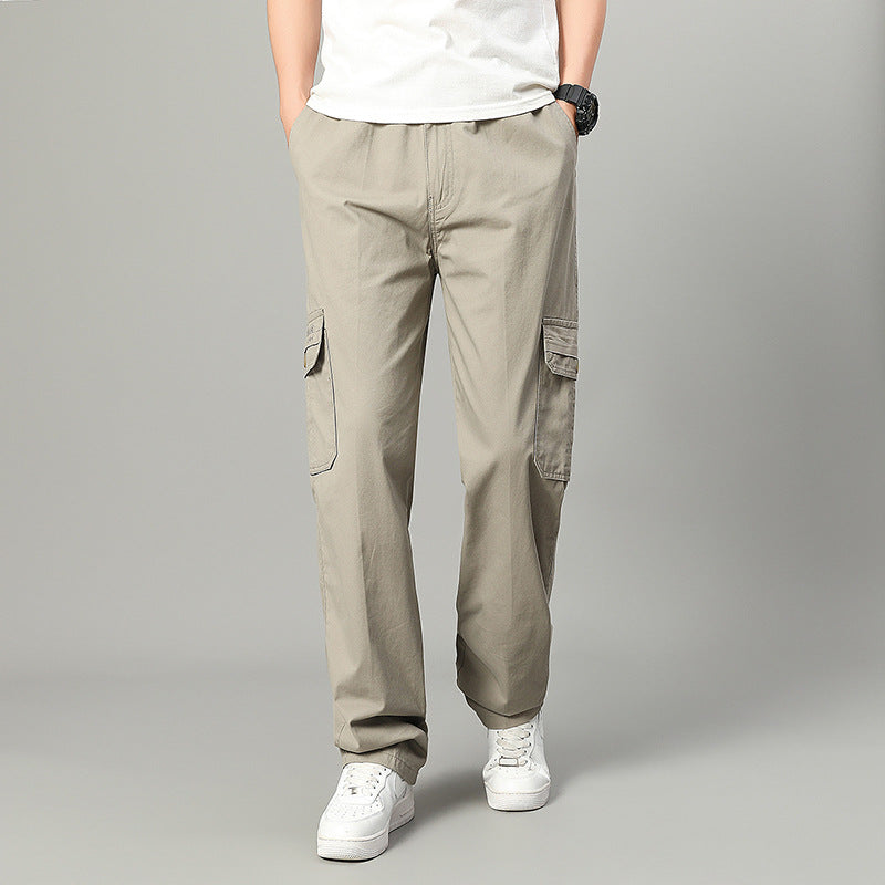 Men's  relaxed cargo pants with multi-pocket utility design and elastic waist EB