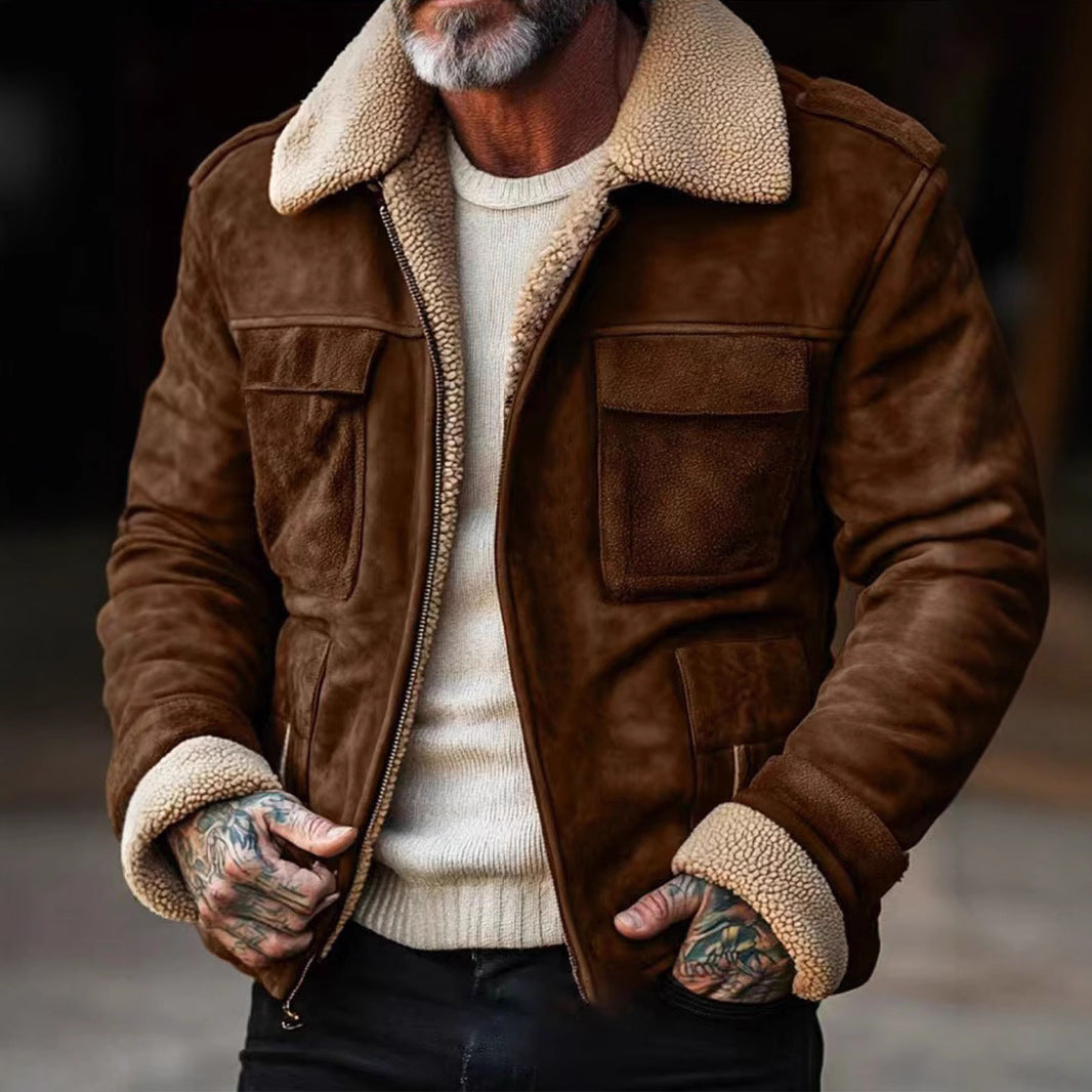 Herren stylischer jacke mit warmem Futter EB