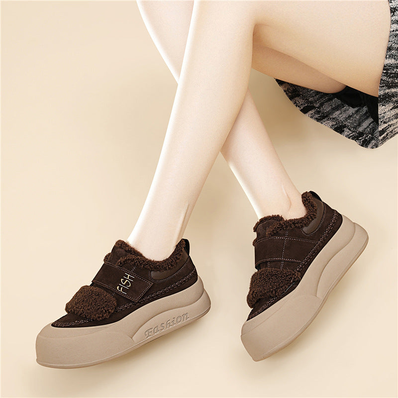 Damen Modische Sneaker mit kuscheligem Innenfutter und breitem Klettverschluss EB