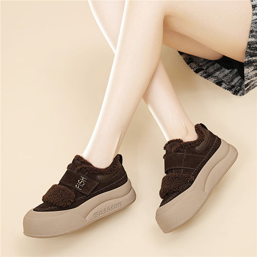 Damen Modische Sneaker mit kuscheligem Innenfutter und breitem Klettverschluss EB