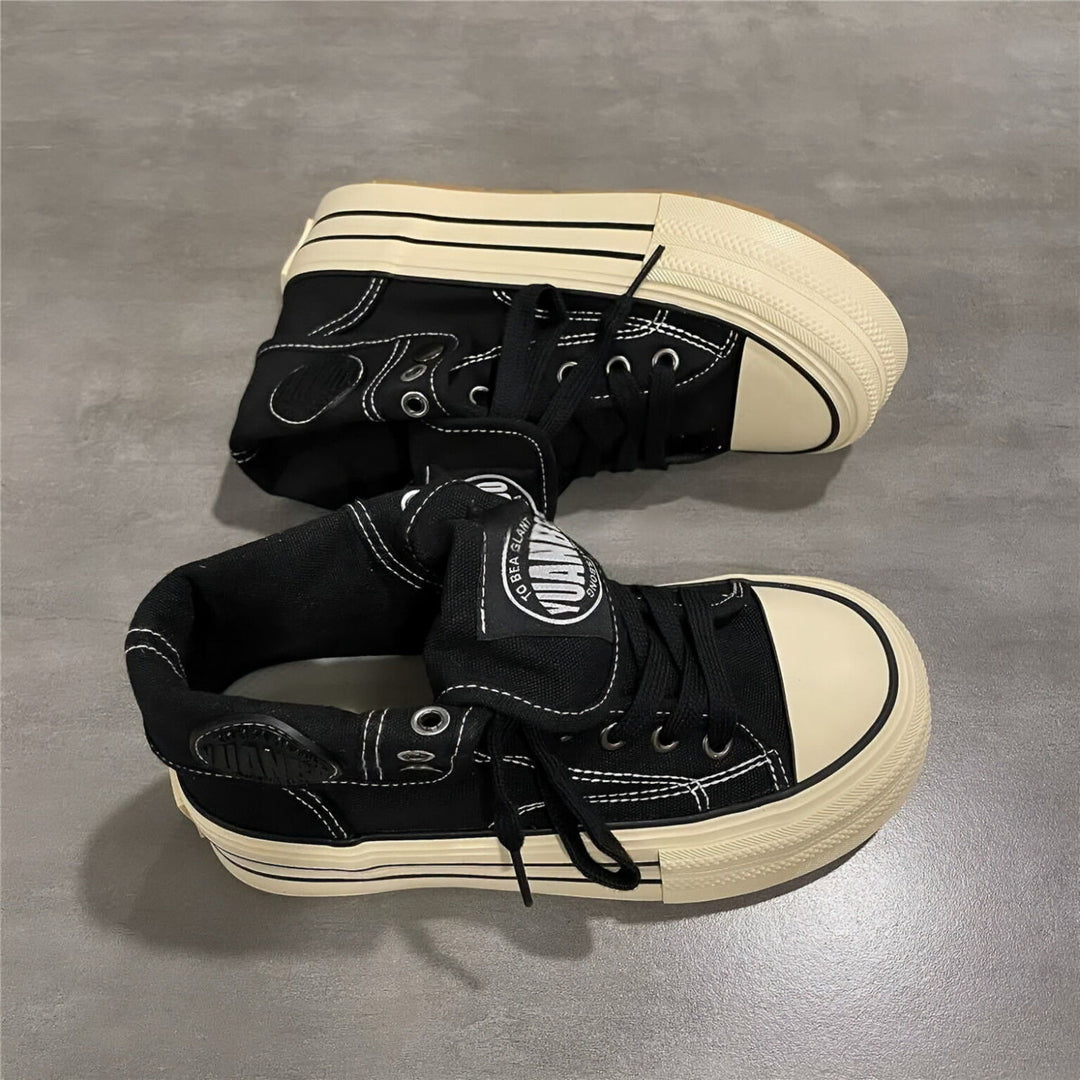 Damen High-Top Sneakers mit modischem Falten-Look und langlebiger Gummisohle EB