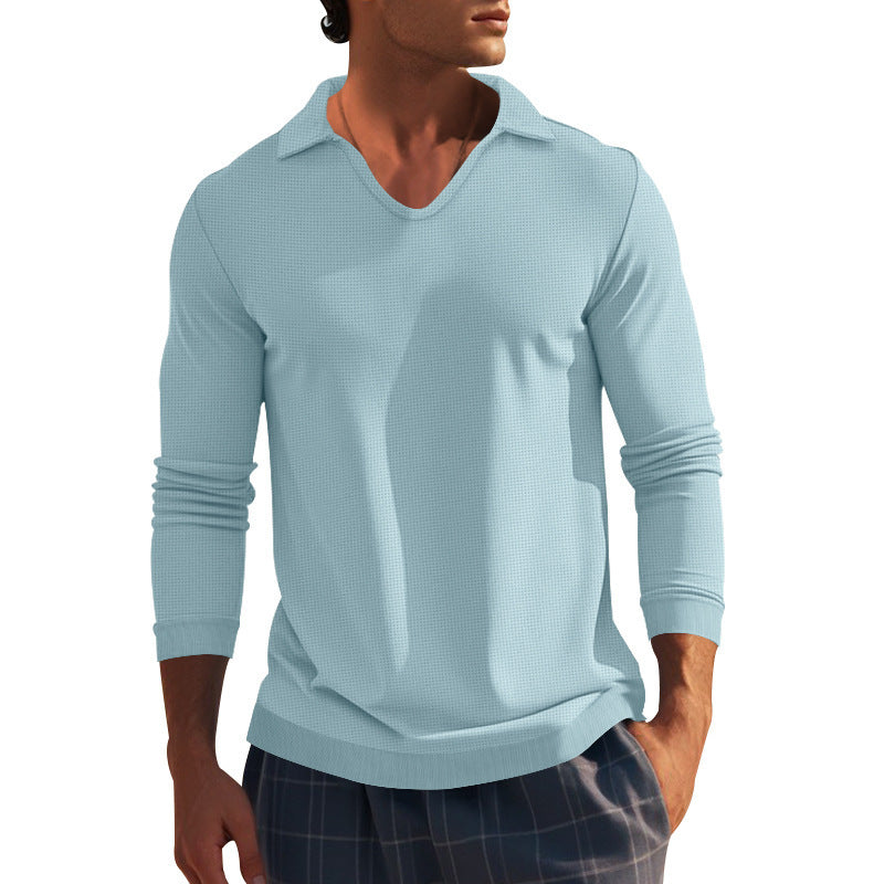 Herren Langarm-Shirt mit modernem V-Ausschnitt und strukturiertem Design EB