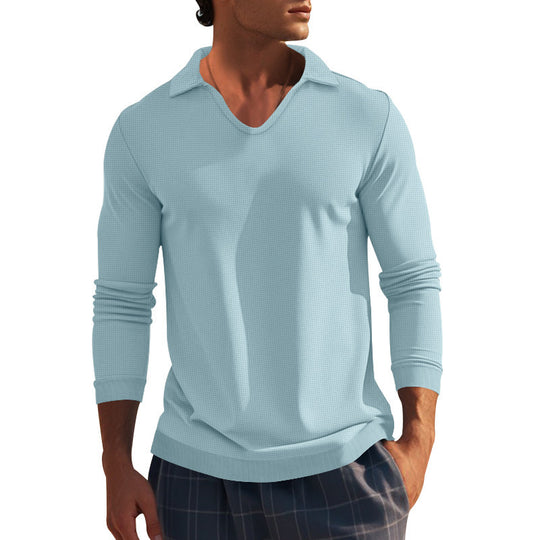 Herren Langarm-Shirt mit modernem V-Ausschnitt und strukturiertem Design EB