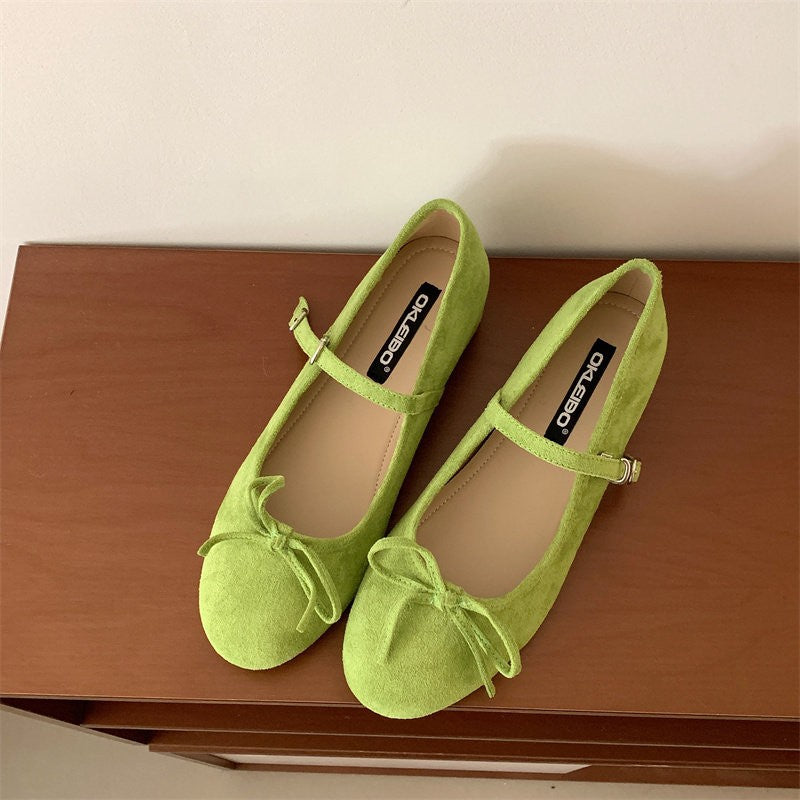 Damen Ballerinas mit verstellbarem Riemen und dekorativem Schleifenakzent EB