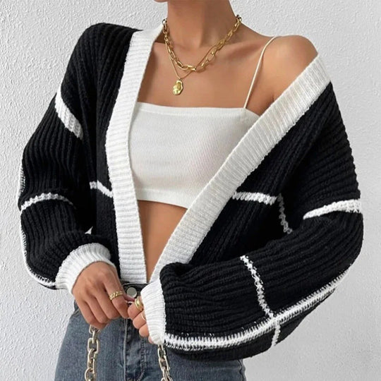 Damen Strickjacke mit lässigem Schnitt und voluminösen Ärmeln EB