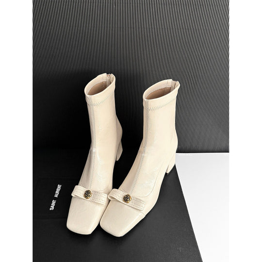 Damen Elegante Stiefeletten mit dekorativem Schmuckelement EB