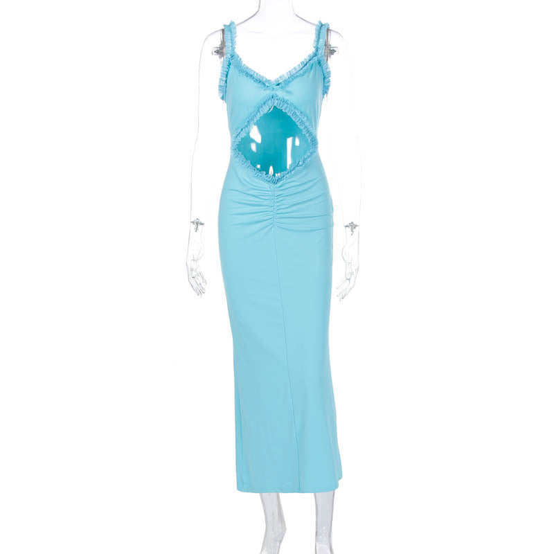 Damen Figurbetontes Wickelkleid mit raffinierten Cut-Outs und Rüschendetails EB
