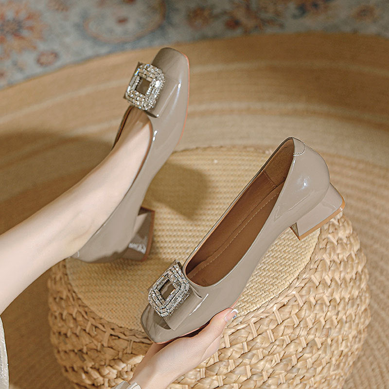 Damen Elegante Ballerinas mit funkelnder Schmuckschnalle EB