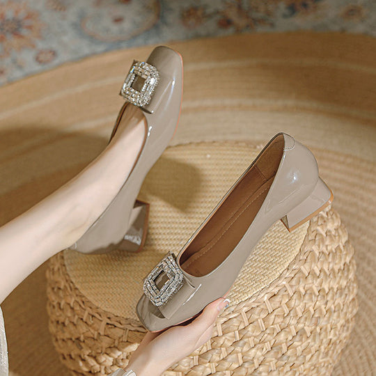 Damen Elegante Ballerinas mit funkelnder Schmuckschnalle EB