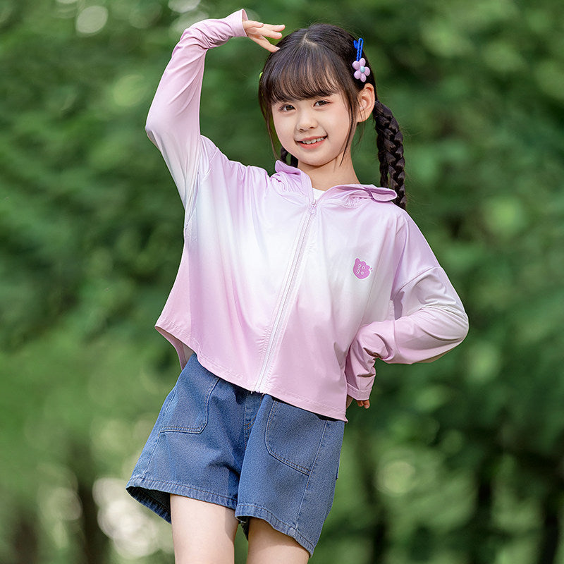 Damen nan leichte Kinder-Sonnenschutzjacke mit Kapuze R&B